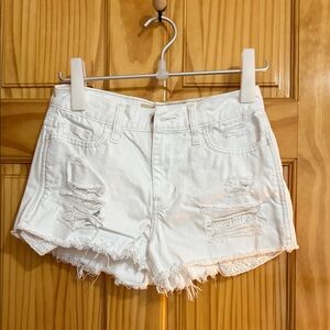 Hollister White Distressed Jean Shorts